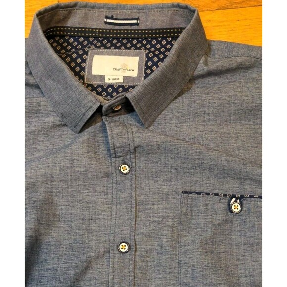 Men's Craft And Flow Button Down Flip Cuff Long Sleeve Shirt Blue Size XL EUC - Picture 7 of 10